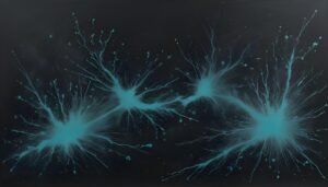 Abstract close-up of branching neuron-like structures glowing against a dark background